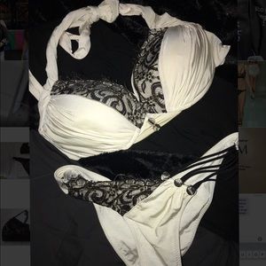 Beach Bunny White black lace bikini set